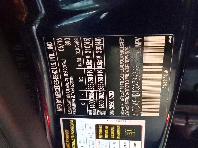 Aukcja sprzedaży 2016 Mercedes-benz Gle, vin: 4JGDA5HB1GA789292, numer aukcji: 51031786