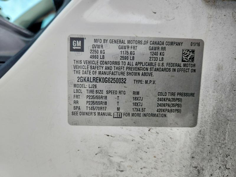 Продажа на аукционе авто 2016 Gmc Terrain, vin: 2GKALREK0G6250032, номер лота: 48293516