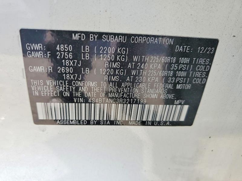 Продаж на аукціоні авто 2024 Subaru Outback, vin: 4S4BTANC3R3217199, номер лоту: 50278146