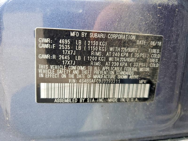 Продаж на аукціоні авто 2018 Subaru Outback, vin: 4S4BSAFC9J3393311, номер лоту: 47579256