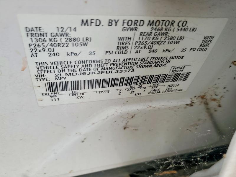 Продаж на аукціоні авто 2015 Lincoln Mkx, vin: 2LMDJ6JK2FBL33373, номер лоту: 51819126