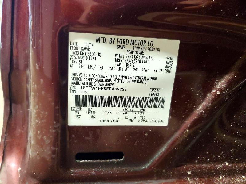 Продаж на аукціоні авто 2015 Ford F150, vin: 1FTFW1EF6FFA09223, номер лоту: 48422546
