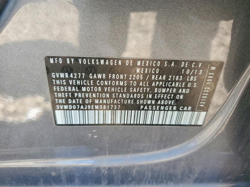 Aukcja sprzedaży 2014 Volkswagen Jetta, vin: 3VWD07AJ9EM381737, numer aukcji: 50589996