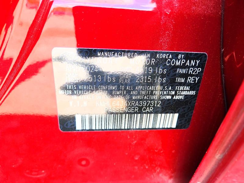 50492496 :رقم المزاد ، KMHL64JAXRA397312 vin ، 2024 Hyundai Sonata مزاد بيع