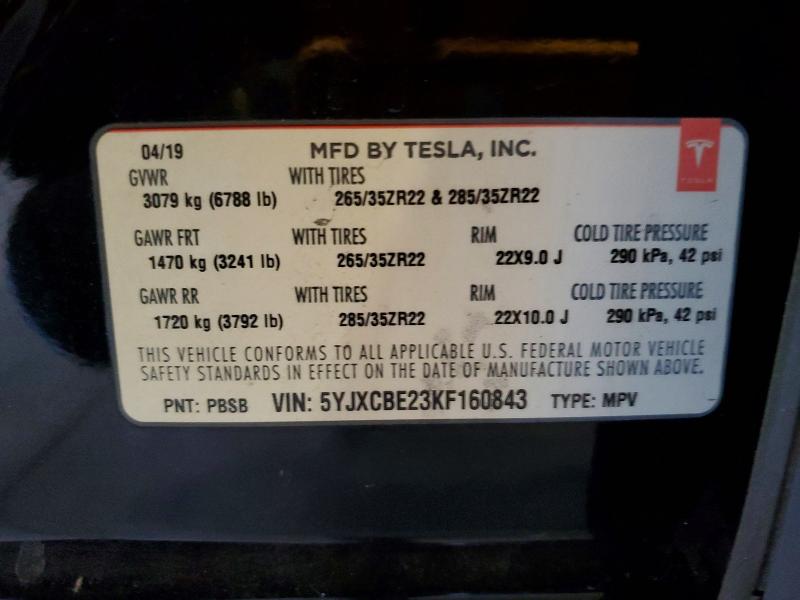 Продажа на аукционе авто 2019 Tesla Model X, vin: 5YJXCBE23KF160843, номер лота: 50859116