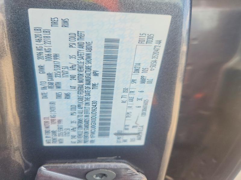 2013 Ford Escape მანქანა იყიდება აუქციონზე, vin: 1FMCU0GX0DUD92430, აუქციონის ნომერი: 48936706