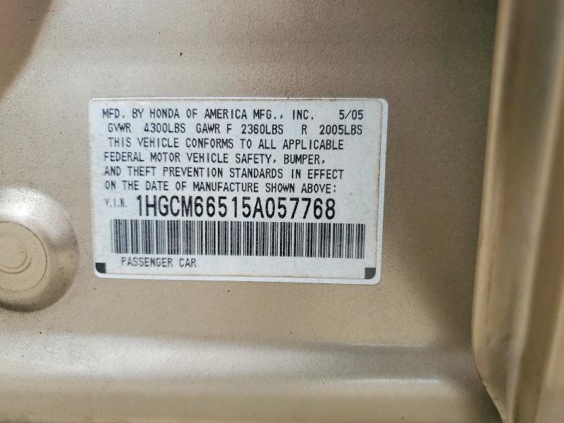 Продаж на аукціоні авто 2005 Honda Accord, vin: 1HGCM66515A057768, номер лоту: 50437516
