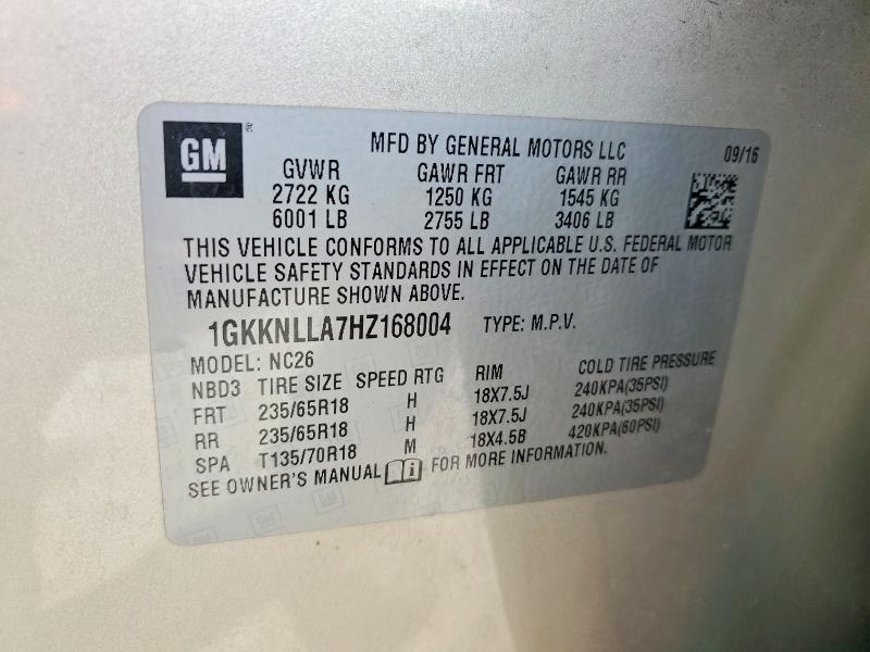 Продаж на аукціоні авто 2017 Gmc Acadia, vin: 1GKKNLLA7HZ168004, номер лоту: 48690146