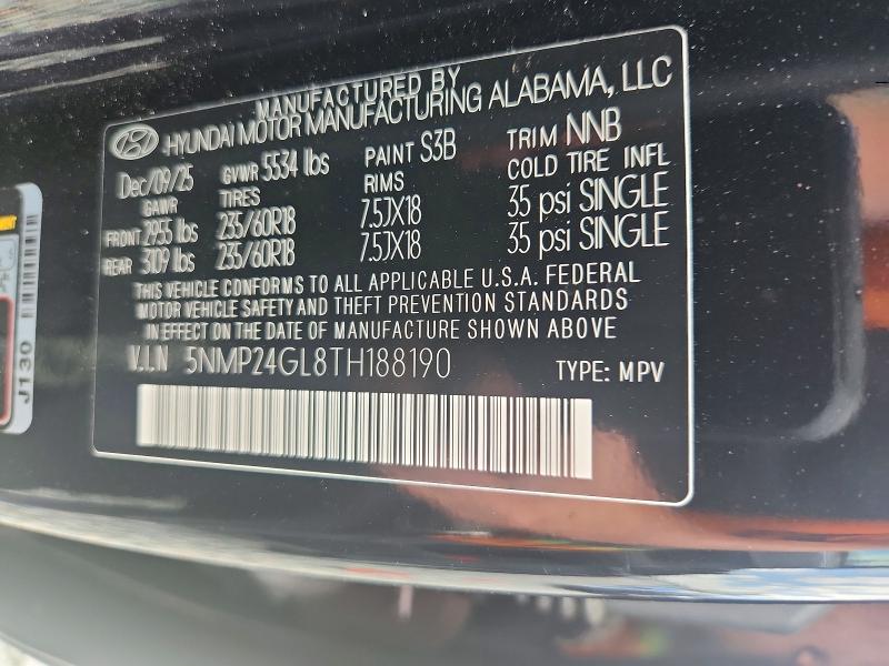 Продажа на аукционе авто 2026 Hyundai Santa Fe, vin: 5NMP24GL8TH188190, номер лота: 52081446