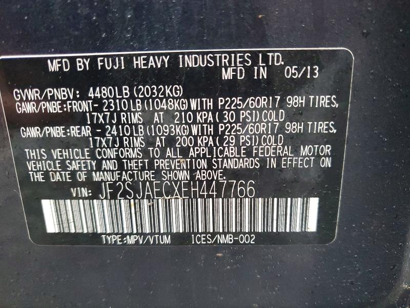 Продажа на аукционе авто 2014 Subaru Forester, vin: JF2SJAECXEH447766, номер лота: 48083516
