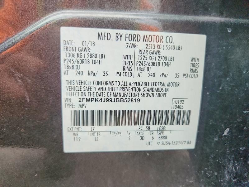 Продаж на аукціоні авто 2018 Ford Edge, vin: 2FMPK4J99JBB52819, номер лоту: 47601346