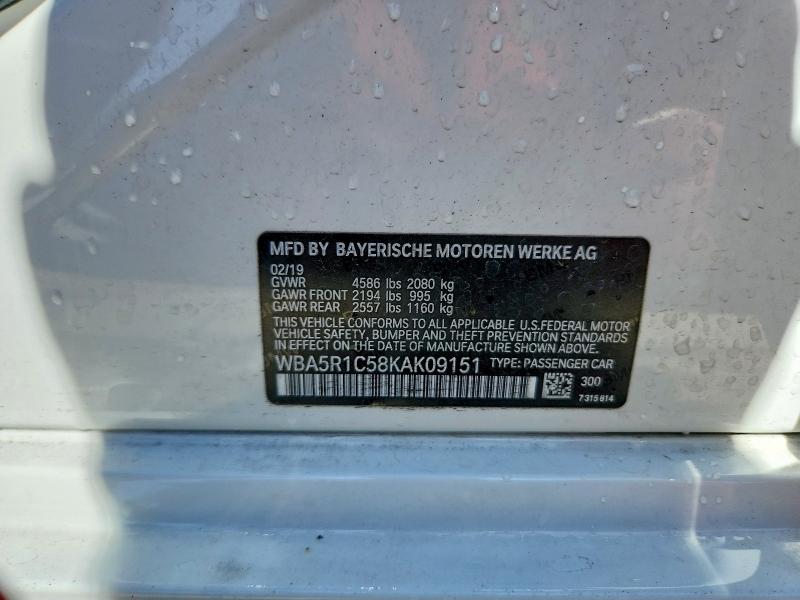 49128176 :رقم المزاد ، WBA5R1C58KAK09151 vin ، 2019 Bmw 330i مزاد بيع