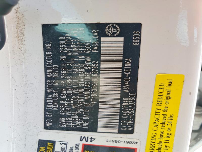 50572826 :رقم المزاد ، 4T1BF3EK9BU637852 vin ، 2011 Toyota Camry مزاد بيع