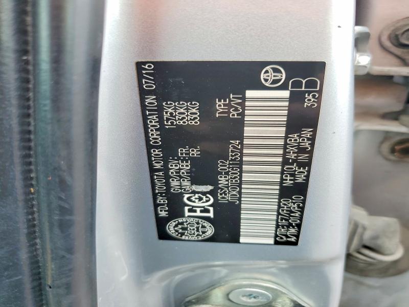 Aukcja sprzedaży 2016 Toyota Prius C, vin: JTDKDTB30G1133724, numer aukcji: 48602866