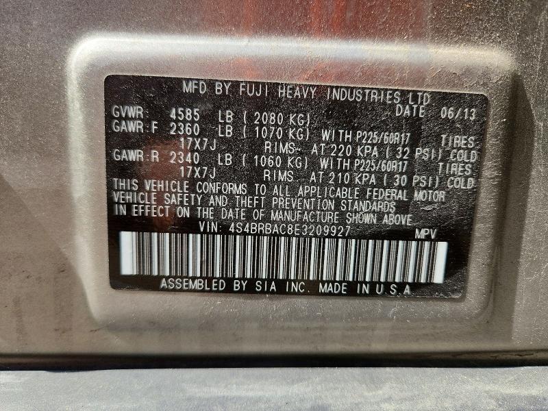 Aukcja sprzedaży 2014 Subaru Outback, vin: 4S4BRBAC8E3209927, numer aukcji: 51819386