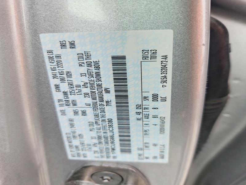 2020 Ford Escape მანქანა იყიდება აუქციონზე, vin: 1FMCU9G66LUC38380, აუქციონის ნომერი: 48968476