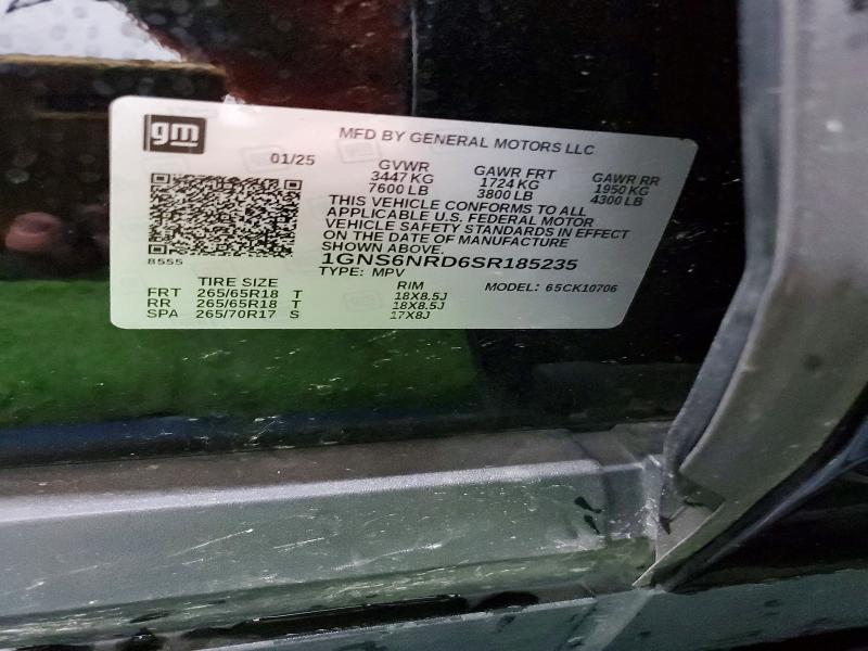 51707256 :رقم المزاد ، 1GNS6NRD6SR185235 vin ، 2025 Chevrolet Tahoe مزاد بيع