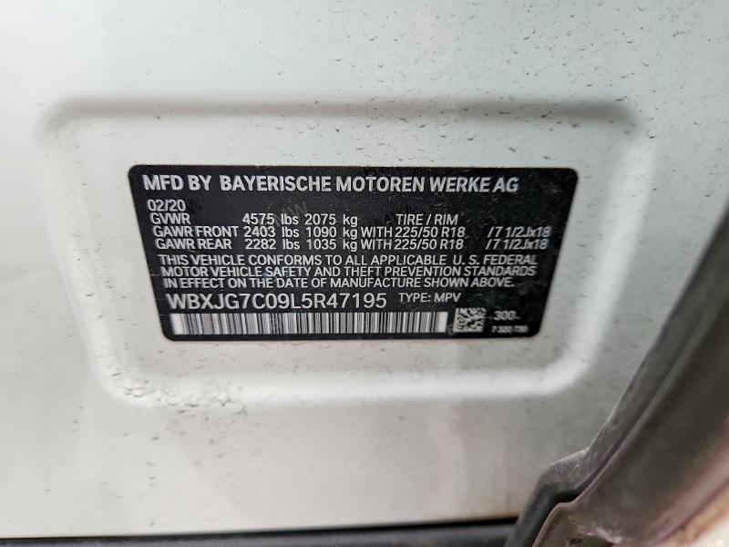 2020 Bmw X1 მანქანა იყიდება აუქციონზე, vin: WBXJG7C09L5R47195, აუქციონის ნომერი: 51446276