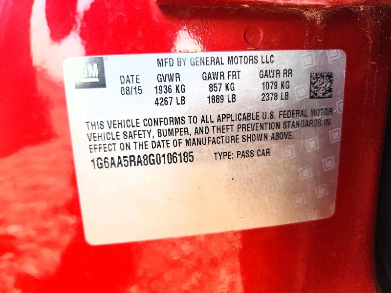 50645186 :رقم المزاد ، 1G6AA5RA8G0106185 vin ، 2016 Cadillac Ats مزاد بيع