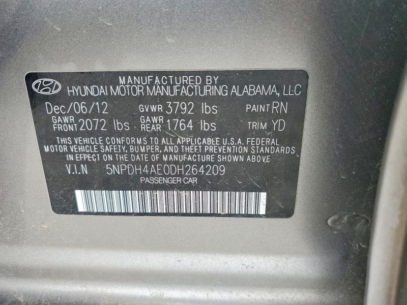 Продажа на аукционе авто 2013 Hyundai Elantra, vin: 5NPDH4AE0DH264209, номер лота: 48999116