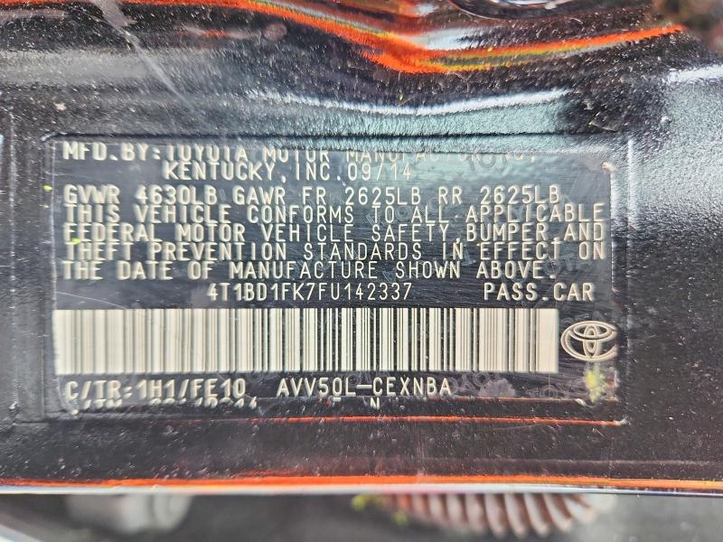 50793236 :رقم المزاد ، 4T1BD1FK7FU142337 vin ، 2015 Toyota Camry Hybrid مزاد بيع