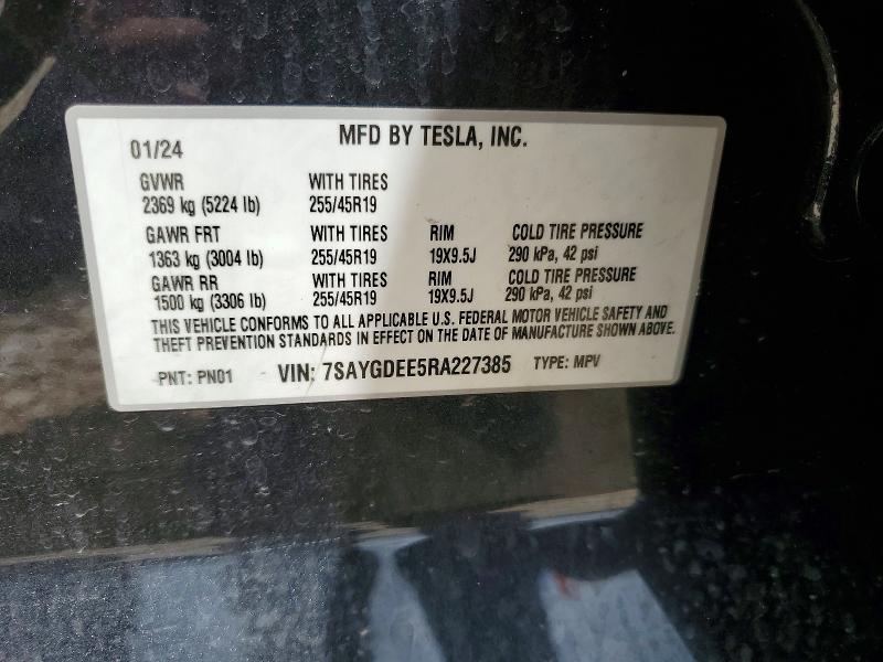 Aukcja sprzedaży 2024 Tesla Model Y, vin: 7SAYGDEE5RA227385, numer aukcji: 50931516