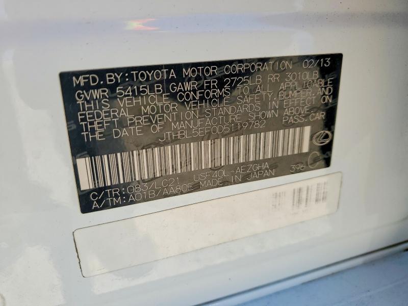 Aukcja sprzedaży 2013 Lexus Ls, vin: JTHBL5EF0D5119782, numer aukcji: 45577976