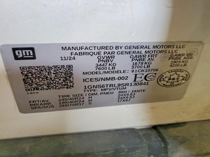 47948706 :رقم المزاد ، 1GNS6TRL9SR130841 vin ، 2025 Chevrolet Tahoe مزاد بيع