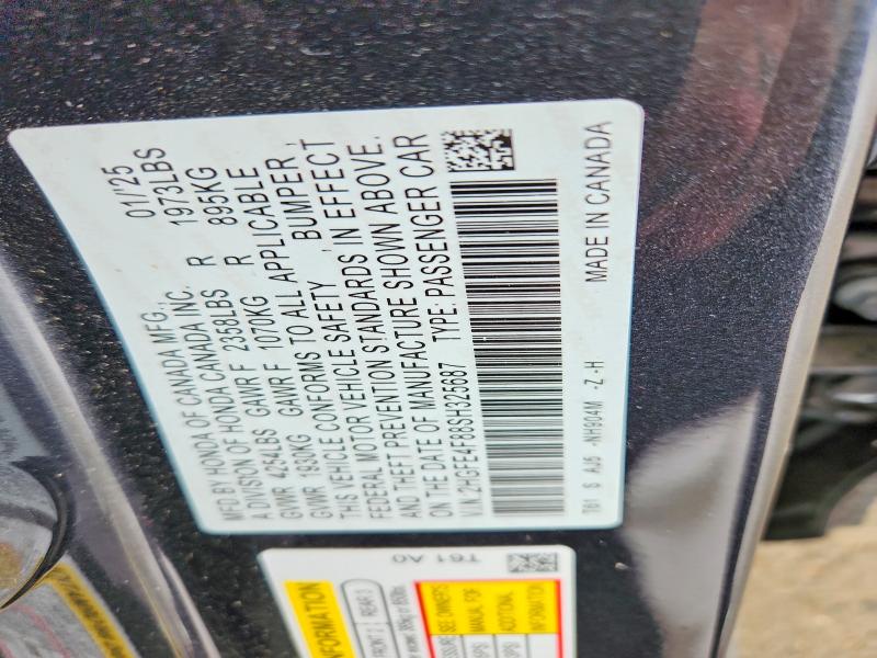 Продаж на аукціоні авто 2025 Honda Civic, vin: 2HGFE4F88SH325687, номер лоту: 49668516