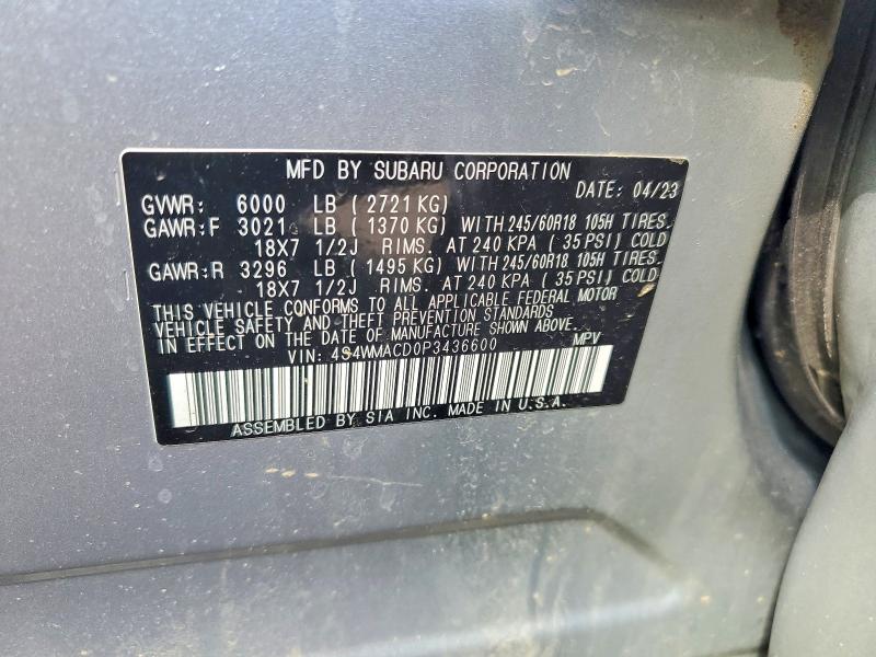 47507646 :رقم المزاد ، 4S4WMACD0P3436600 vin ، 2023 Subaru Ascent مزاد بيع