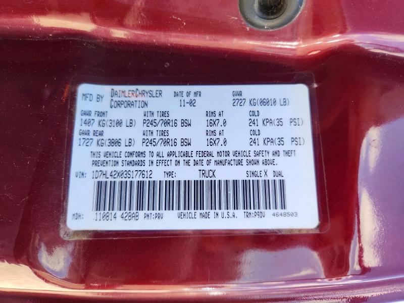 Продажа на аукционе авто 2003 Dodge Dakota, vin: 1D7HL42X03S177612, номер лота: 49605426