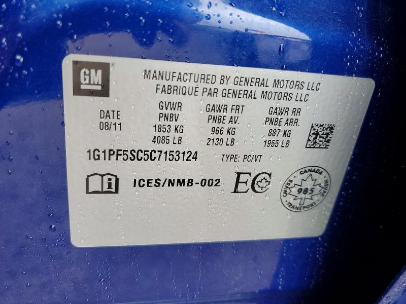 Продаж на аукціоні авто 2012 Chevrolet Cruze, vin: 1G1PF5SC5C7153124, номер лоту: 50728686
