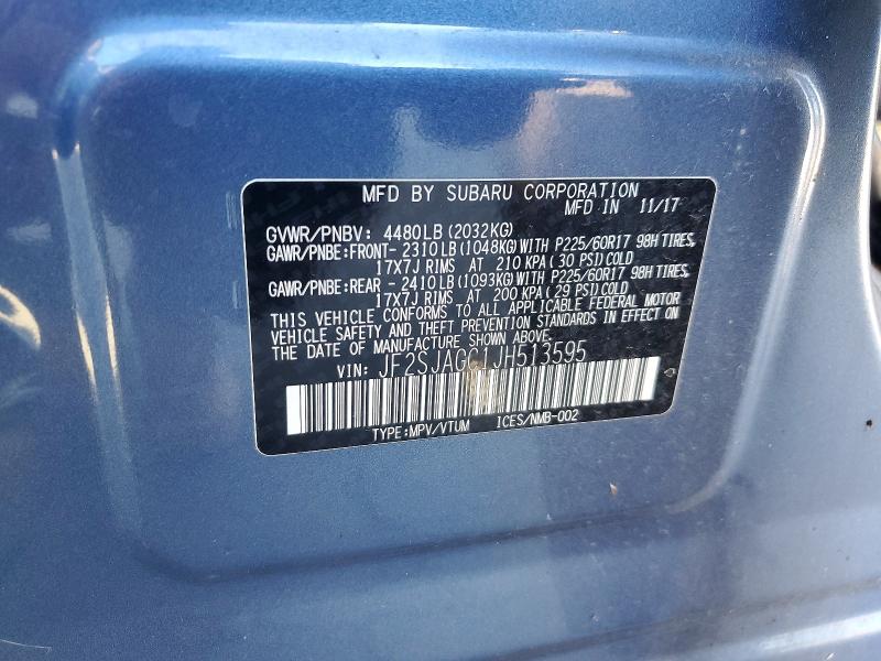 51840656 :رقم المزاد ، JF2SJAGC1JH513595 vin ، 2018 Subaru Forester مزاد بيع