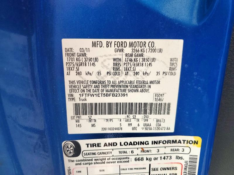 Продаж на аукціоні авто 2011 Ford F150, vin: 1FTFW1ET5BFB23391, номер лоту: 51327336