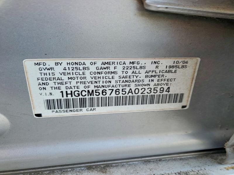 50735416 :رقم المزاد ، 1HGCM56765A023594 vin ، 2005 Honda Accord مزاد بيع