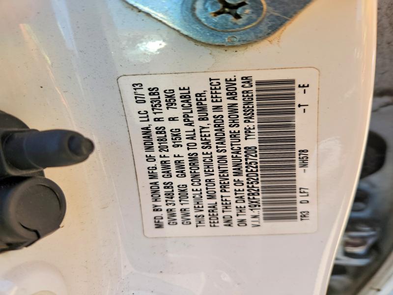 Продаж на аукціоні авто 2013 Honda Civic, vin: 19XFB2F52DE257208, номер лоту: 50615076