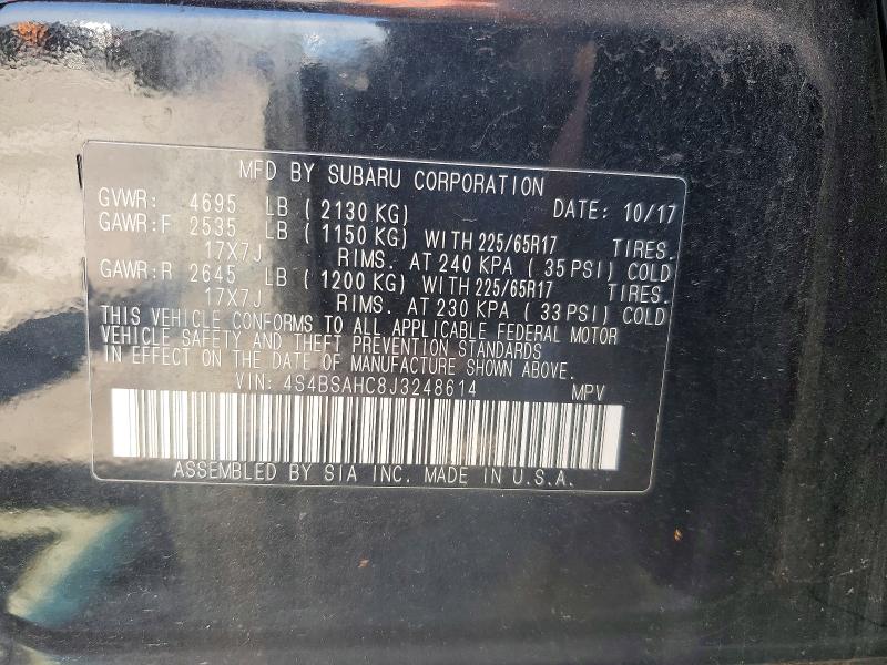 Aukcja sprzedaży 2018 Subaru Outback, vin: 4S4BSAHC8J3248614, numer aukcji: 49100126