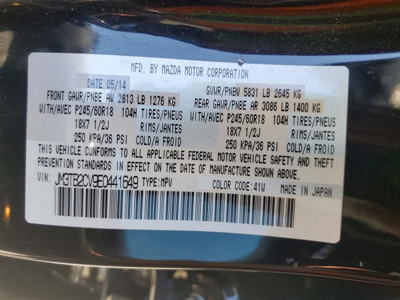 51367136 :رقم المزاد ، JM3TB2CV9E0441649 vin ، 2014 Mazda Cx-9 مزاد بيع