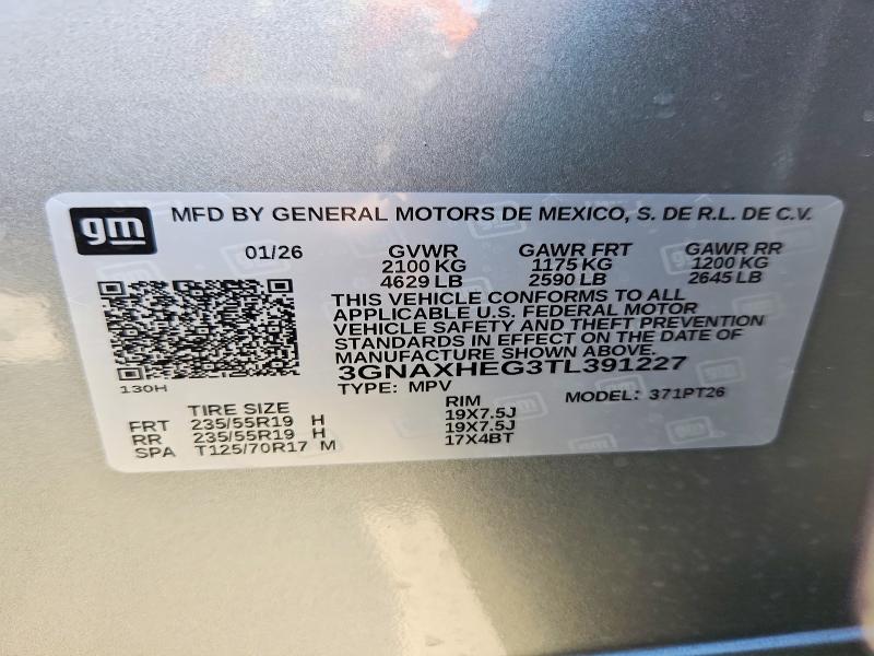 Aukcja sprzedaży 2026 Chevrolet Equinox, vin: 3GNAXHEG3TL391227, numer aukcji: 48611756