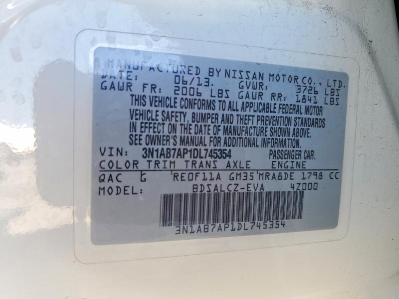 51698426 :رقم المزاد ، 3N1AB7AP1DL745354 vin ، 2013 Nissan Sentra مزاد بيع