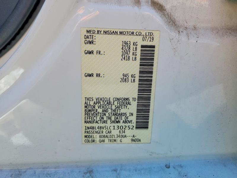 Продаж на аукціоні авто 2020 Nissan Altima, vin: 1N4BL4BV5LC130252, номер лоту: 50992996