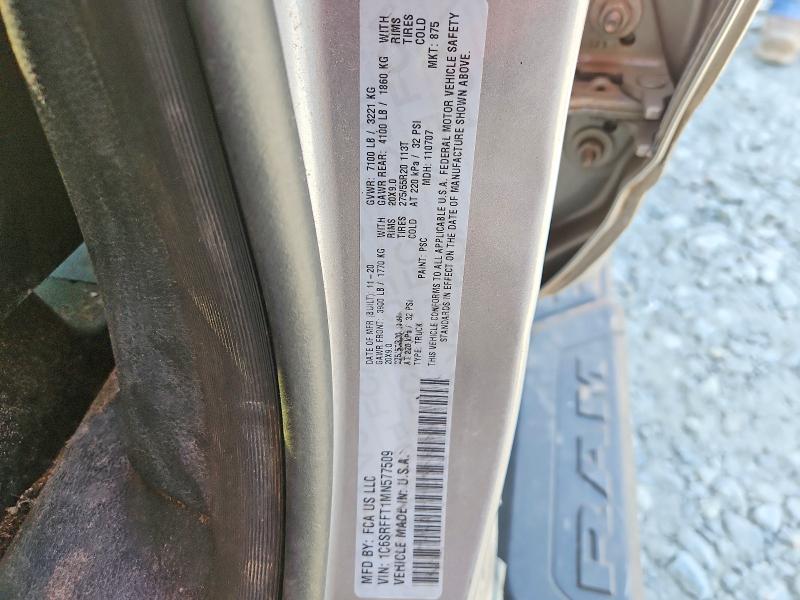 Продажа на аукционе авто 2021 Ram 1500, vin: 1C6SRFFT1MN577509, номер лота: 51083666