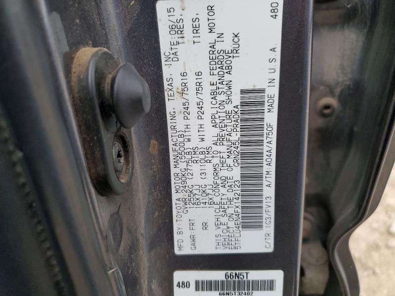 49797856 :رقم المزاد ، 5TFLU4EN4FX142123 vin ، 2015 Toyota Tacoma مزاد بيع