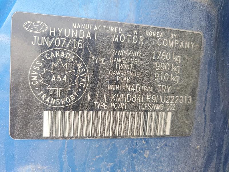 49401506 :رقم المزاد ، KMHD84LF9HU222313 vin ، 2017 Hyundai Elantra مزاد بيع