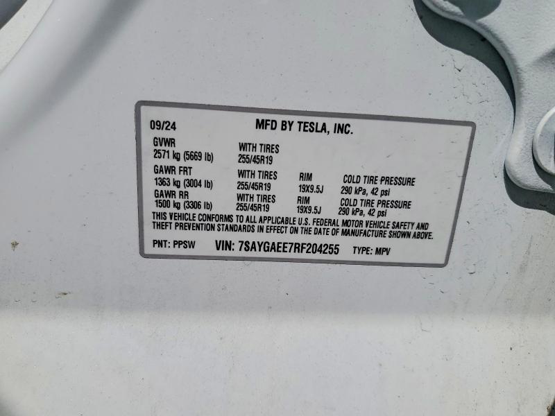 2024 Tesla Model Y მანქანა იყიდება აუქციონზე, vin: 7SAYGAEE7RF204255, აუქციონის ნომერი: 49022366