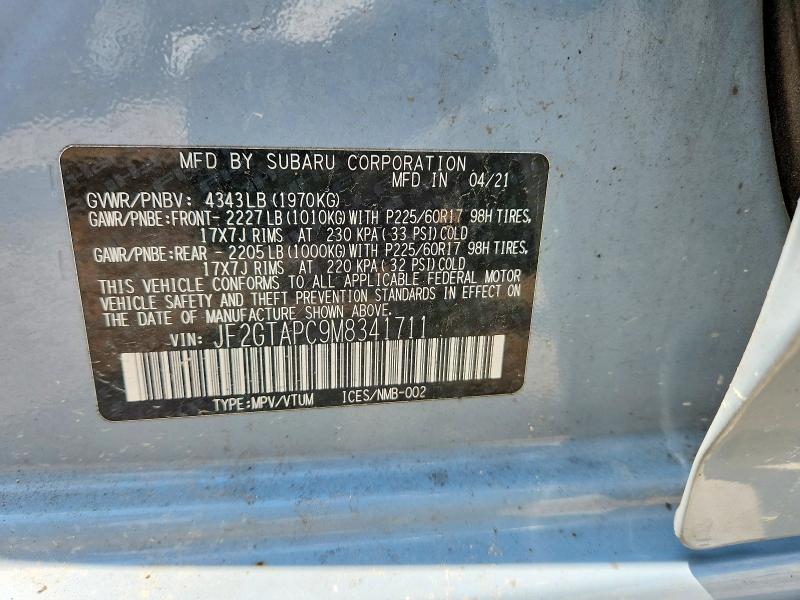 Aukcja sprzedaży 2021 Subaru Crosstrek, vin: JF2GTAPC9M8341711, numer aukcji: 49015476