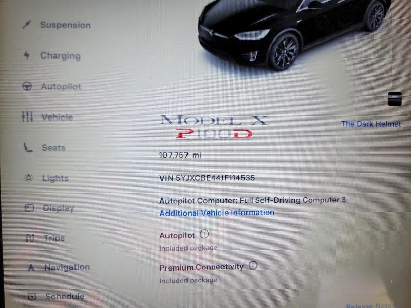48786806 :رقم المزاد ، 5YJXCBE44JF114535 vin ، 2018 Tesla Model X مزاد بيع