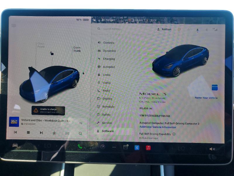 47959616 :رقم المزاد ، 5YJ3E1EB8LF746748 vin ، 2020 Tesla Model 3 مزاد بيع