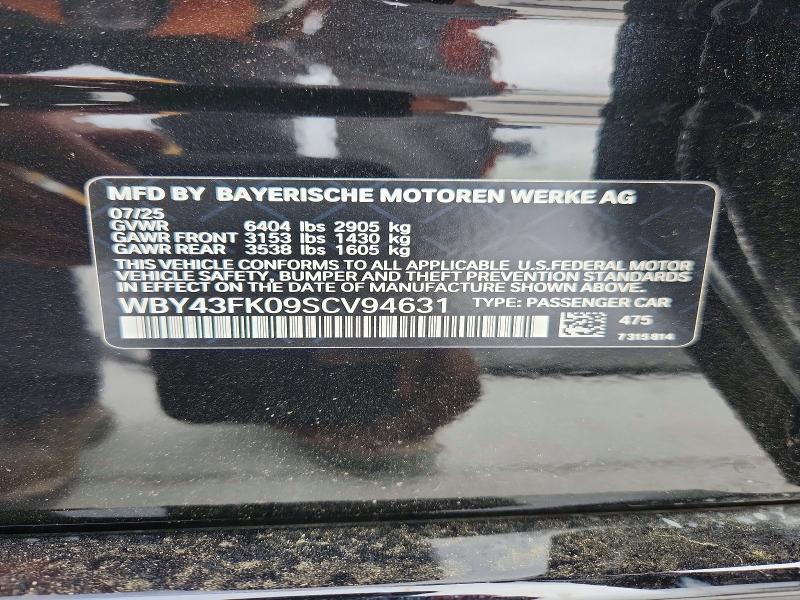 49413596 :رقم المزاد ، WBY43FK09SCV94631 vin ، 2025 Bmw I5 مزاد بيع