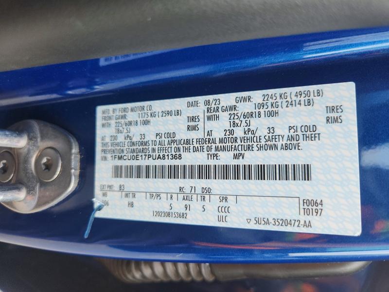 Продаж на аукціоні авто 2023 Ford Escape, vin: 1FMCU0E17PUA81368, номер лоту: 51570126